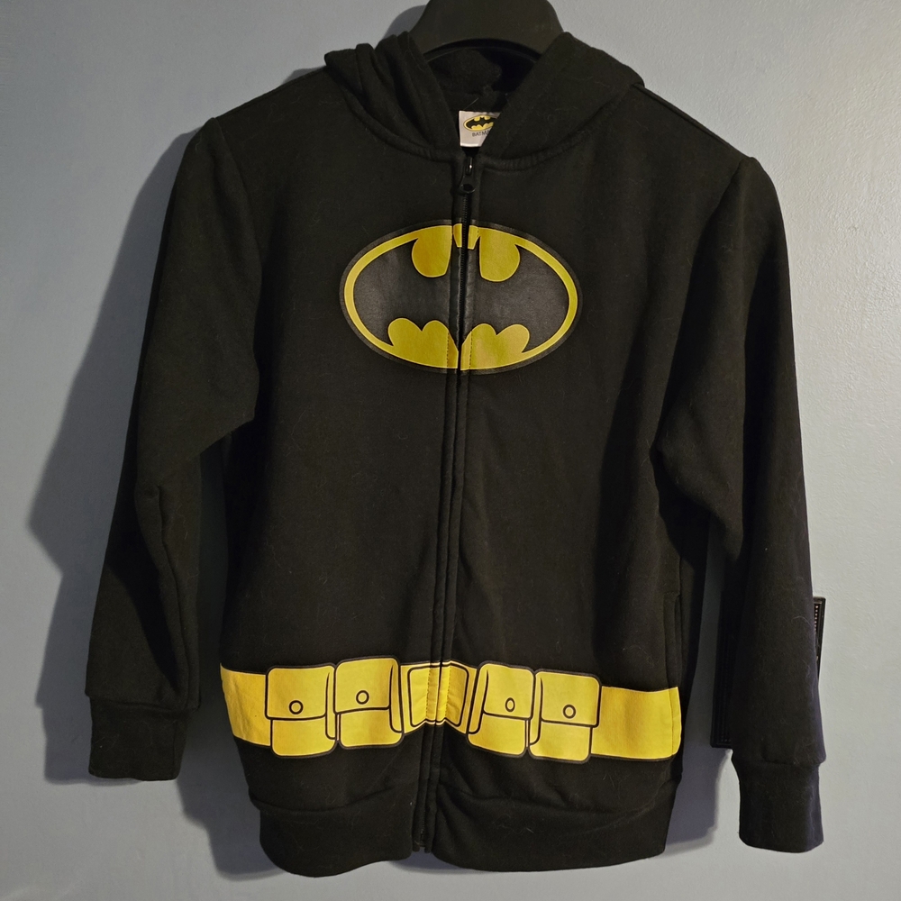 M Batman Hoodie Sweatshirt Front Zip Boys DC Comics